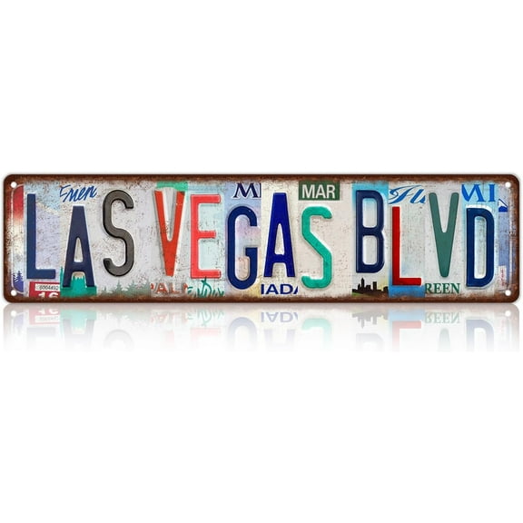 Vintage Las Vegas Blvd Metal Tin Signs Street Signs Wall Decor 16 x 4 Inches