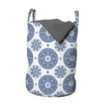 thumbnail image 1 of Vintage Laundry Bag, French Country Style Floral Circular Pattern Lace Ornamental Snowflake Design Print, Basket with Handles Drawstring Closure for Laundromats, 13" x 19", Blue White, by Ambesonne, 1 of 4
