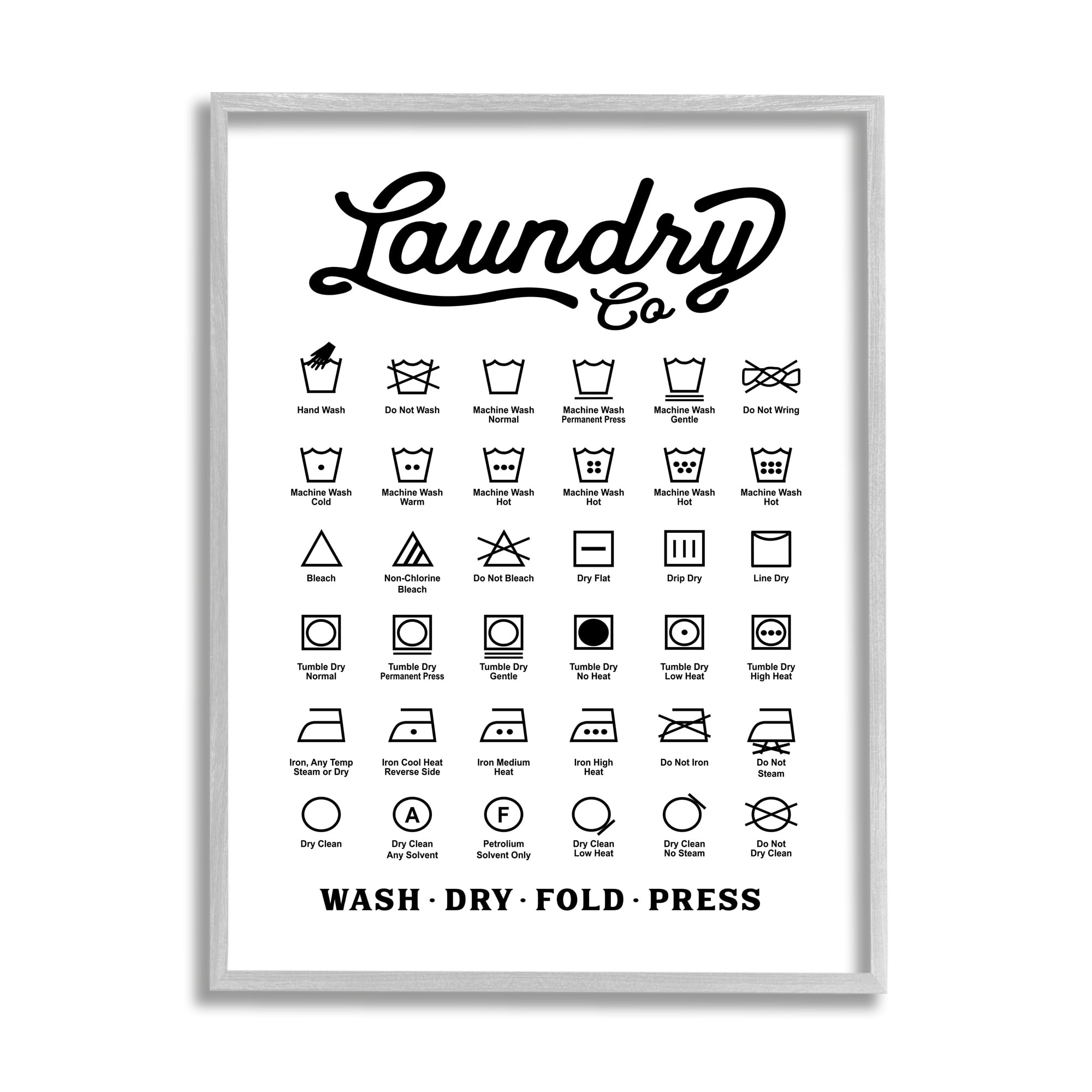 Vintage Laundry Co Washing Chart Helpful Guide 11 in x 14 in Framed Drawing Art Prints, by Stupell Home Décor