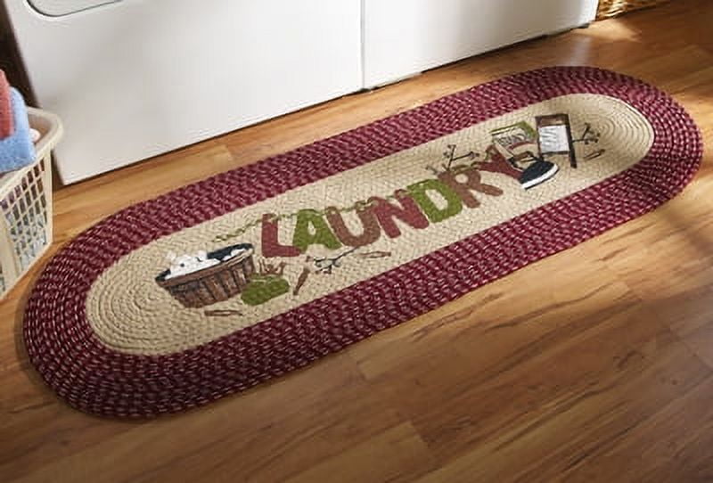 Vintage Laundry Room Decorative Braided Runner