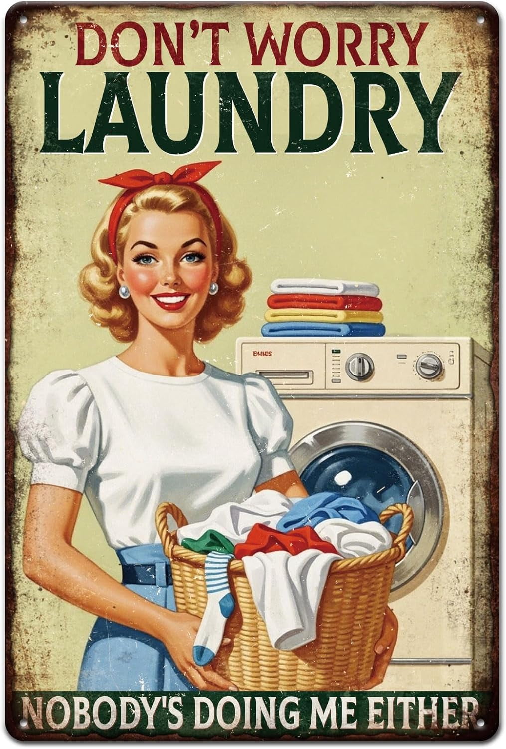 Vintage Laundry Room Lady Metal Tin Sign 12x8inch Home Woman Tin ...
