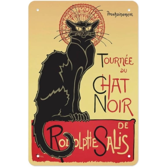 Vintage Le Chat Noir Poster, Retro Bar Decor, Vintage Photo Print, French Drink Metal Sign Retro Poster For Home Dining Living Room Bar Cafe Wall Decor 12 X 8 Inch