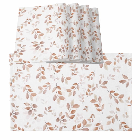 Vintage Leaf Placemats for Dinning Table Set of 4, Fallen Leaves Autumn Tree Branch Plant Burlap Kitchen Place Mats Waterproof Cloth Table Mats, Indoor Outdoor Placemats Easy Clean Dinner Decor