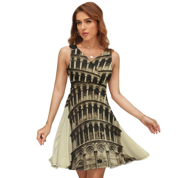 Vintage Leaning Tower of Pisa Photograph (1900) Sundress Sleeveless Dress Summer Women Clothes Dress for Women Dresses
