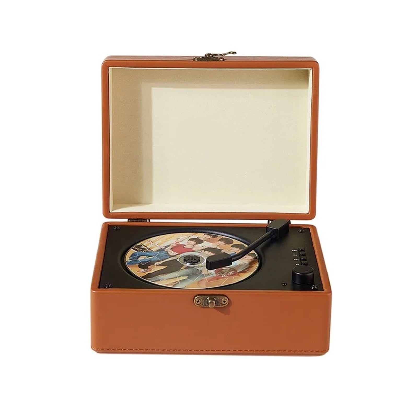 Vintage Leather CD Player Two-Way Bluetooth 5.0 Built-In Speaker Portable Rechargeable CD Music ,Long Battery Life