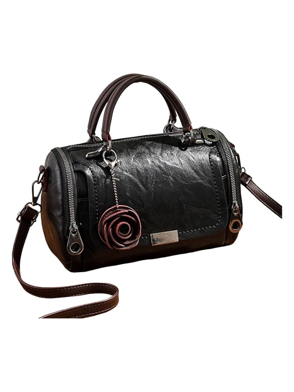Vintage Leather Cossbody Bags for Women Ladies Top Handle Purses and Handbags Large Capacity Pillow Bags