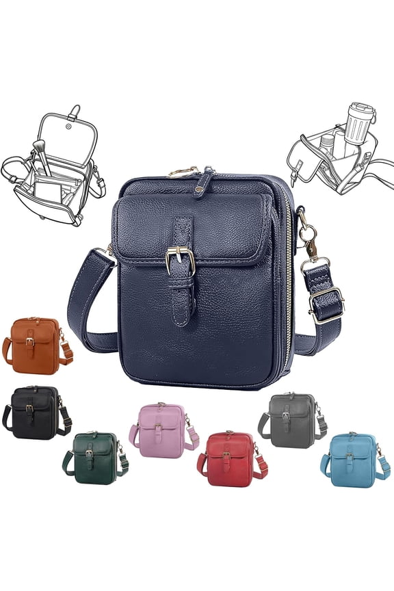 Vintage Leather Crossbody Bag for Women, Wide Opening RFID Anti-Theft Zipper, Messenger Shoulder Purse with Adjustable Strap