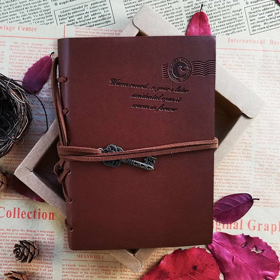 Vintage Leather Diary Notebook | Dark Brown Journal | 160 Sheets | 320 Pages | Unique Vintage Style | Travel Log | 14x10.5cm | Premium Paper | 1 Pack