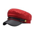 thumbnail image 1 of Vintage Leather Flat Top Beret Hat Elegant Breathable Duckbill Cap Stylish Newsboy Cabbie Ivy Driving Hat for Men and Women Red, 1 of 3