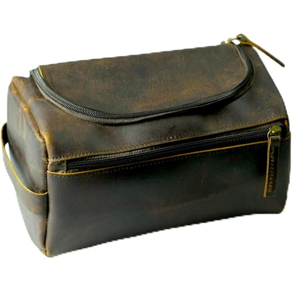 Personalized Hand Crafted Leather Toiletry Bag for Men, Shaving Bag, Travel Pouch, Engraved Monogrammed Leather Dopp Kit, Gift for Men,Boyfriend,Birthday, Travel Size Toiletries size (10" x 5" x 4.5"