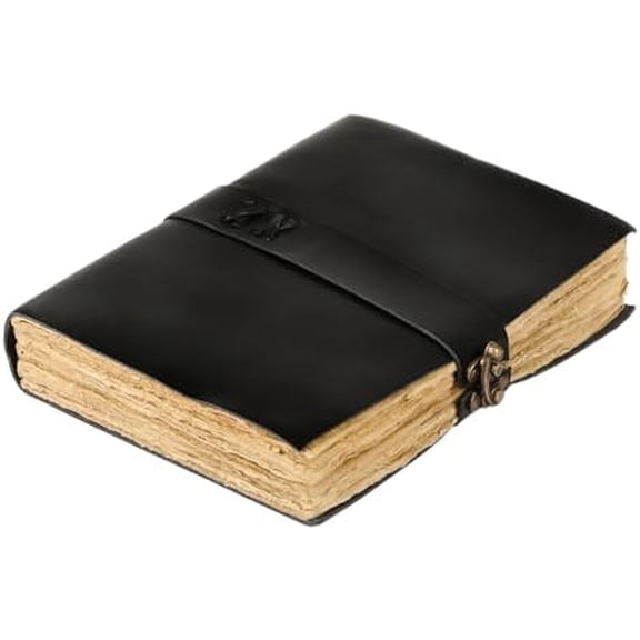 Vintage Leather Journal Handmade Buffalo Deckle Edge Paper Leather Bound Journal for Women Men Vintage C-Lock Closure Ideal for Writing & Travel for Artists$$Office