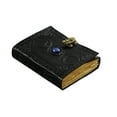 thumbnail image 1 of Vintage Leather Journal with Semi Precious Stone Black Triple Moon Design 200 pages Antique Deckle Edge Paper - Book of Shadows, Grimoire Journal, for Men and Women 7x5 inch, 1 of 6
