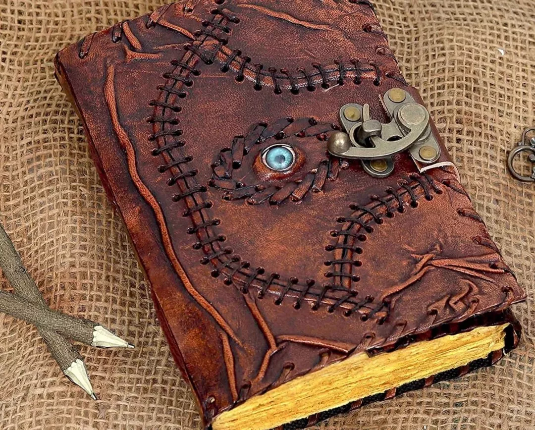 Vintage Leather Journal grimoire Celtic Witch Stone Leather Book of Shadows New