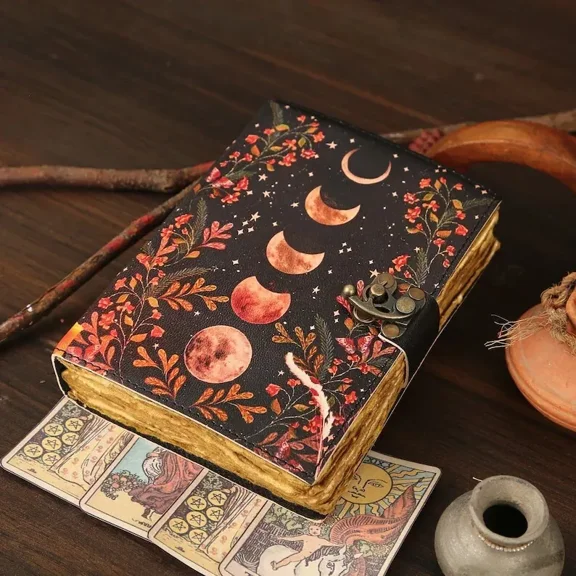 Vintage Leather Journal grimoire Celtic Witch Stone Leather Book of Shadows New