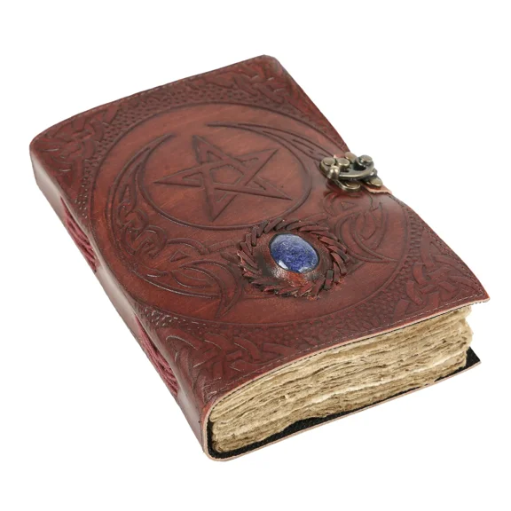 Vintage Leather Journal grimoire Celtic Witch Stone Leather Book of Shadows New