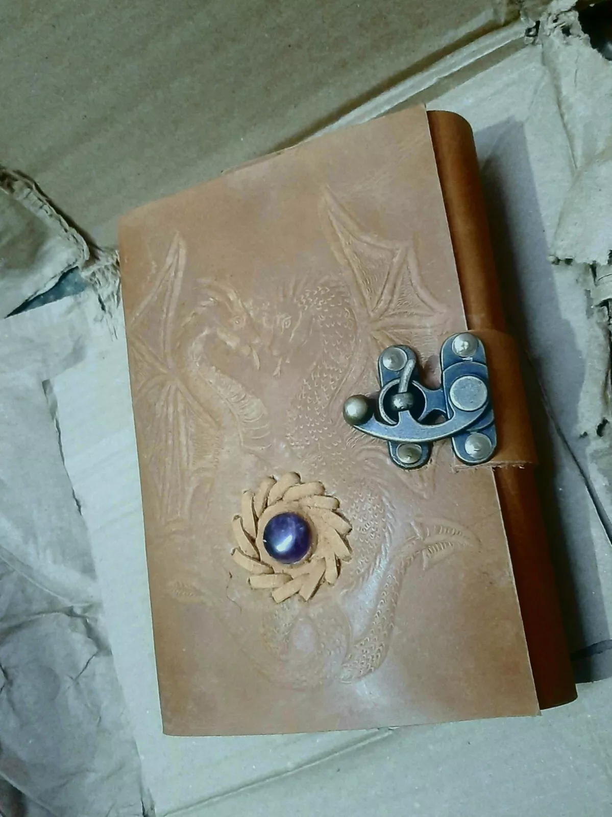 Vintage Leather Journal grimoire Celtic Witch Stone Leather Book of Shadows New