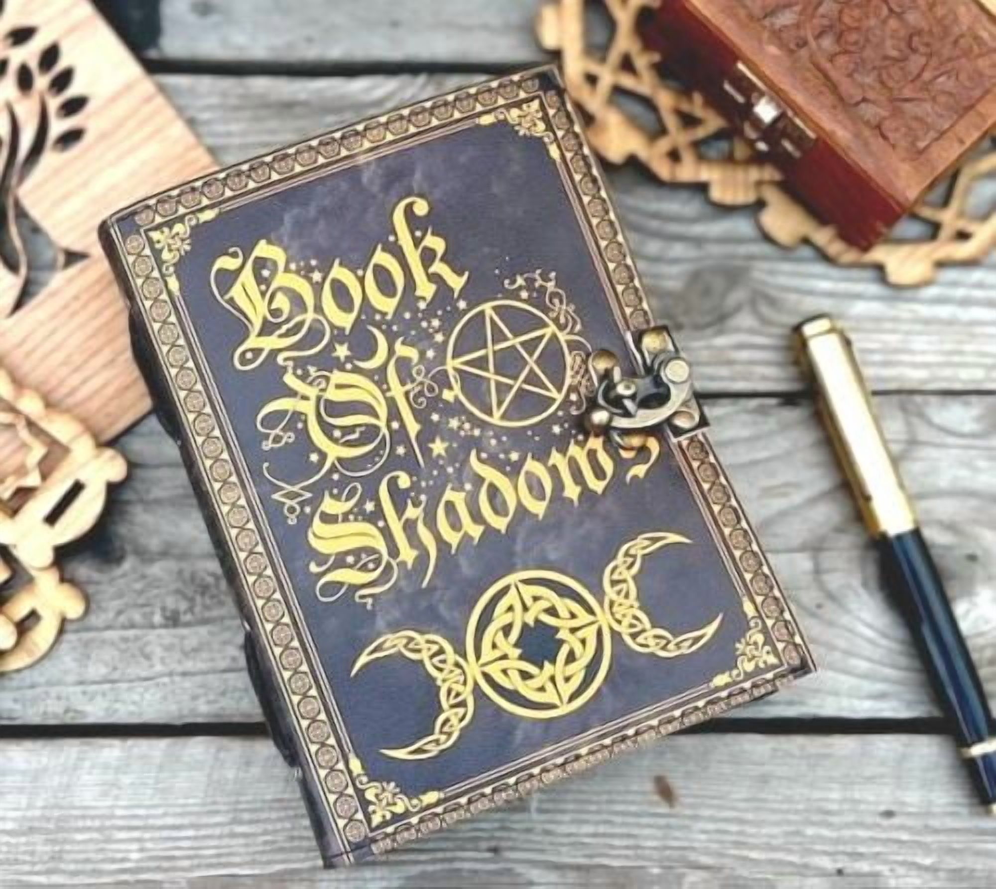 Vintage Leather Journal with Spell Eye Journal Hocus Pocus Book of Shadows