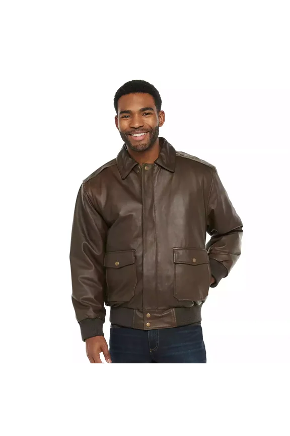 Men's Distressed Leather Jacket Extra Large Brown