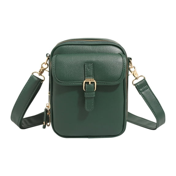 Vintage Leather Mini Messenger Bag | Double Compartment Crossbody Purse | Large Capacity 10 Card Slots | Anti-Theft Zipper | Adjustable Strap | Red Brown Green | Men Women Travel Shoulder Bag