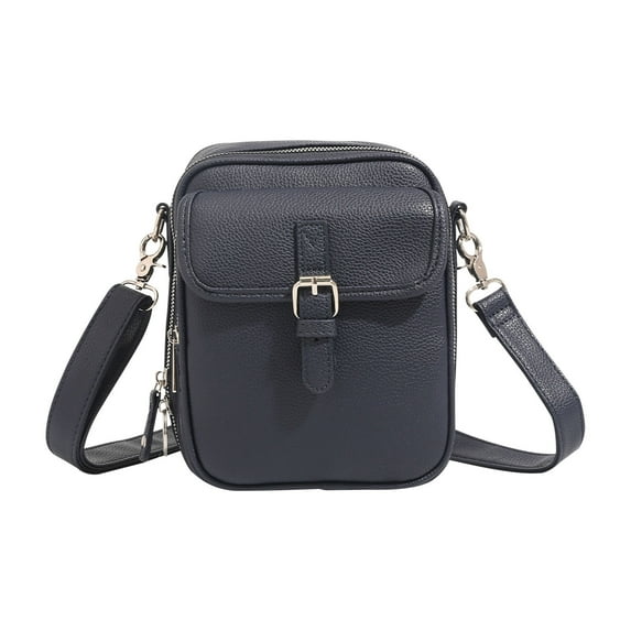 Vintage Leather Mini Messenger Bag | Double Compartment Crossbody Purse | Large Capacity 10 Card Slots | Anti-Theft Zipper | Adjustable Strap | Red Brown Green | Men Women Travel Shoulder Bag