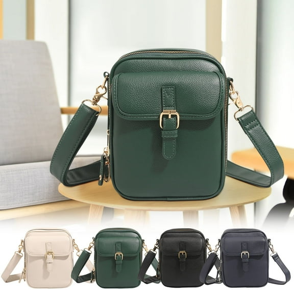 Vintage Leather Mini Messenger Bag | Upgraded Double Compartment Crossbody Purse | Large Capacity with 10 Card Slots | Adjustable Strap | Anti-Theft Zipper | Unisex Shoulder Bag | Compact Stylish