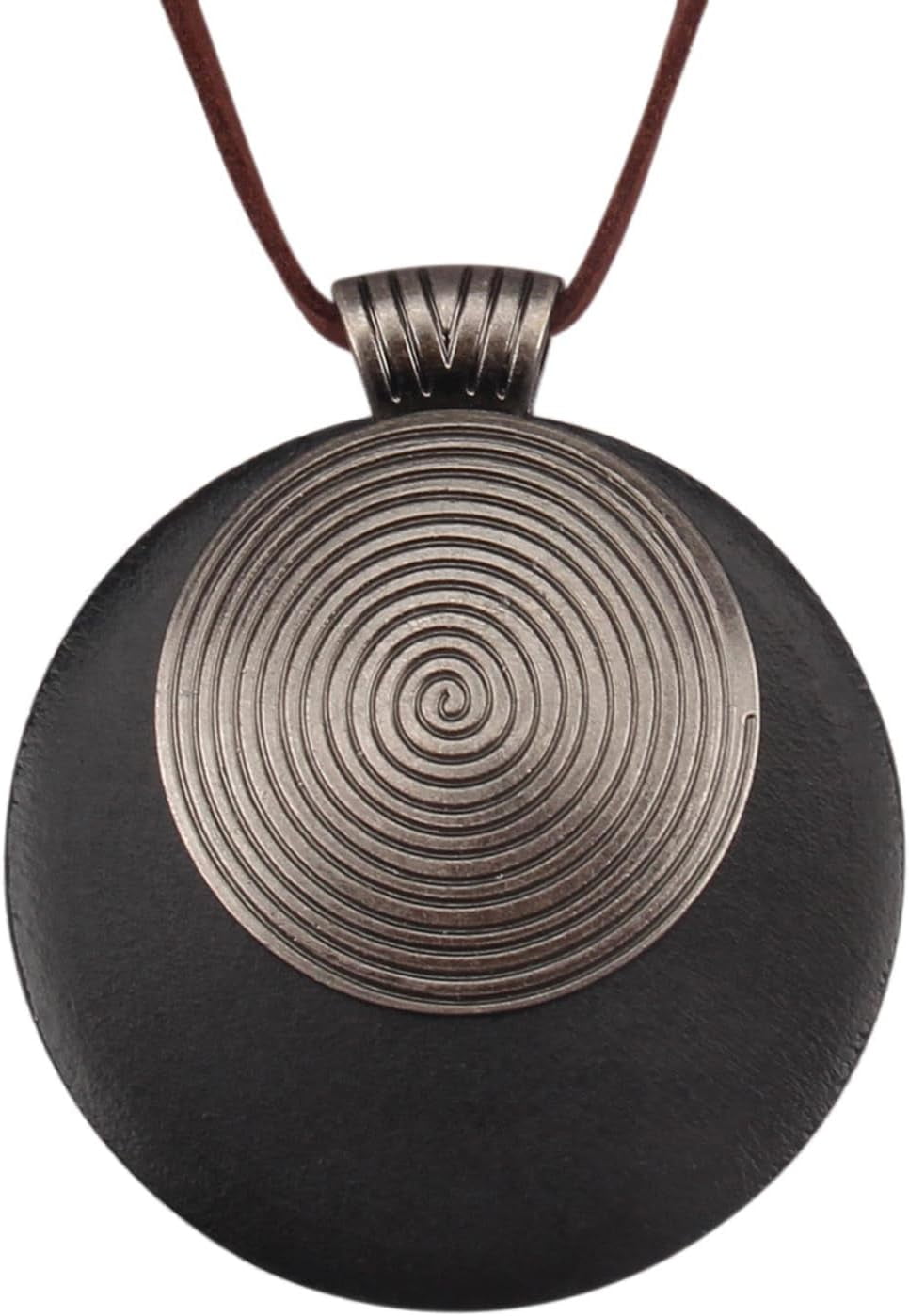 Vintage Leather Necklace for Women Men Handmade Boho Alloy Turquoise Wood Choker Pendant Necklaces with Long Adjustable Leather Cord[k1475]
