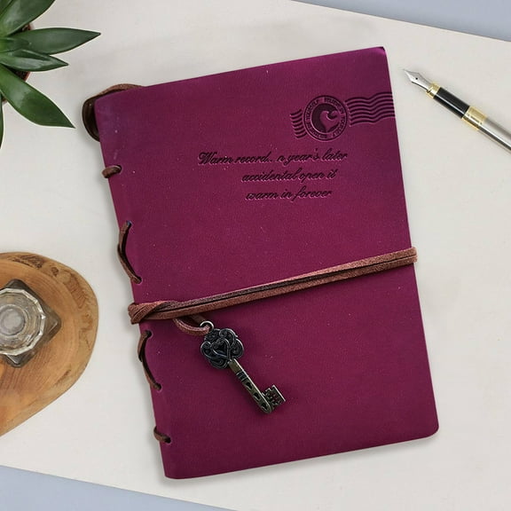 Vintage Leather Notebook, Key String Diary, Writing Journal, Leather Paper Material, for Notes Journaling, Vintage Style Notebook | Multicolor KTFgvq