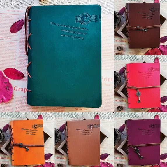 Vintage Leather Notebook, Key String Diary, Writing Journal, Leather Paper Material, for Notes Journaling, Vintage Style Notebook | Multicolor KTFgvq