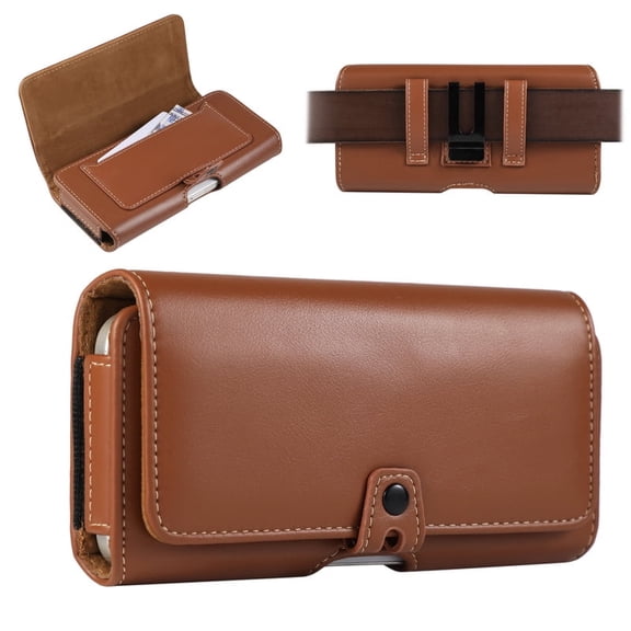 Vintage Leather Phone Holster for Men, Cell Phone Belt Holder with Card Slots, Magnetic Closure Phone Pouch with Belt Clip & Strap, For iPhone 16/15/17 Pro Max Galaxy S26/25 Ultra