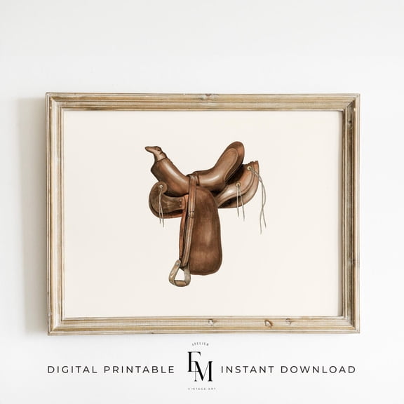 Vintage Leather Saddle Print Western Home Decor Antique Horse Wall Art Bedroom Decor Country Print Boy Room Decor Western Art Print Home Decor #2549, Stretched Canvas Size 8x12