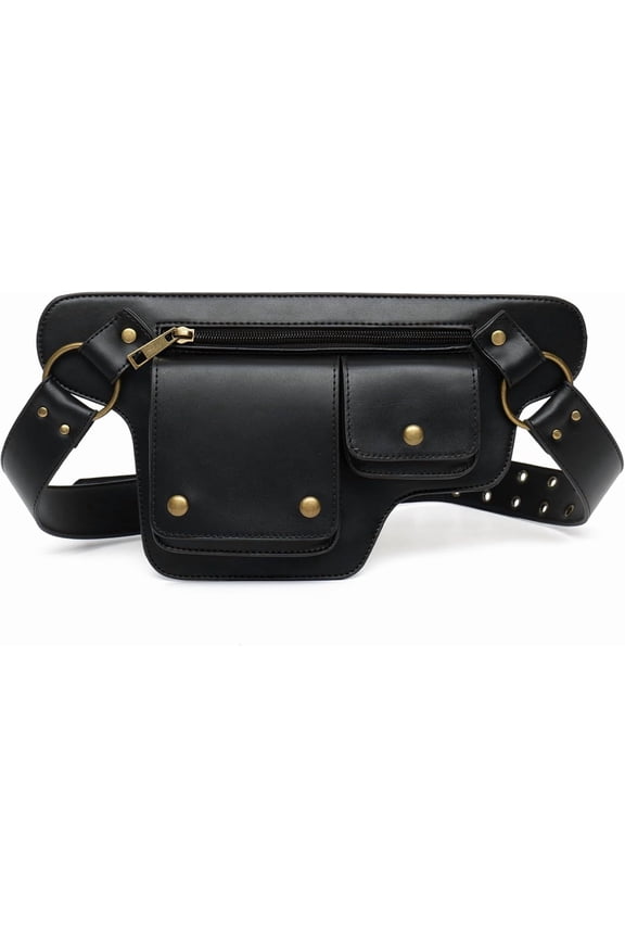 Vintage Leather Tactical Fanny Pack - Unisex Thigh Leg Bag with Multi-Pockets Water-Resistant for Travel Hiking Outdoors