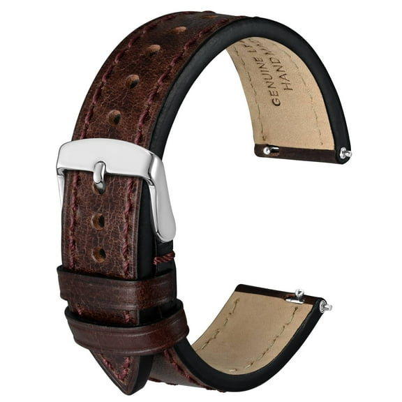 Vintage Leather Watch Band,18mm Quick Release Replacement Calf Skin Watch Strap for Men and Women,Stainless Steel Buckle