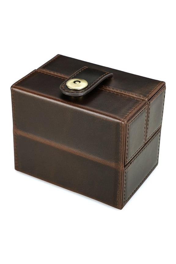 Vintage Leather Watch Box Customizable Handcrafted Crazy Horse Leather, Magnetic Closure, Double Open Design for Travel, One Watch Organizer