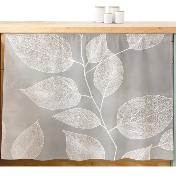 Vintage Leaves Cabinet Curtains Overlay Leaves Vintage Texture Sink Skirt Privacy Short Cabinet Curtain for Kitchen Bathroom Self Adhesive Waterproof Under Sink Curtain 10" W x 11" L