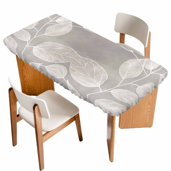 Vintage Leaves Fitted Rectangle Tablecloth 24" x 50" Overlay Leaves Vintage Texture Elastic Table Cloth Fits for 4 Foot Folding Tables Waterproof Table Cover for Picnic Camping Outdoor