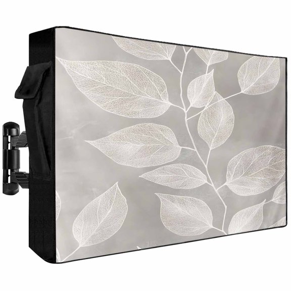 Vintage Leaves Outdoor TV Cover 40 to 43 inch Overlay Leaves Vintage Texture Waterproof Dustproof TV Covers for Outside with Zipper Remote Control Pocket Flat Screen Protectors