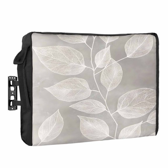 Vintage Leaves Outdoor TV Cover 70 to 75 inch Weatherproof Waterproof, Overlay Leaves Vintage Texture TV Enclosures with Remote Control Pocket Flat Screen Protector for Outside