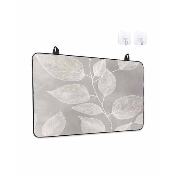 Vintage Leaves Stove Top Covers for Electric Stove, 28'x20'' Overlay Leaves Vintage Texture Glass Ceramic Stove Cover Foldable Rubber Mat Heat Resistant Cooktop Protector for Kitchen