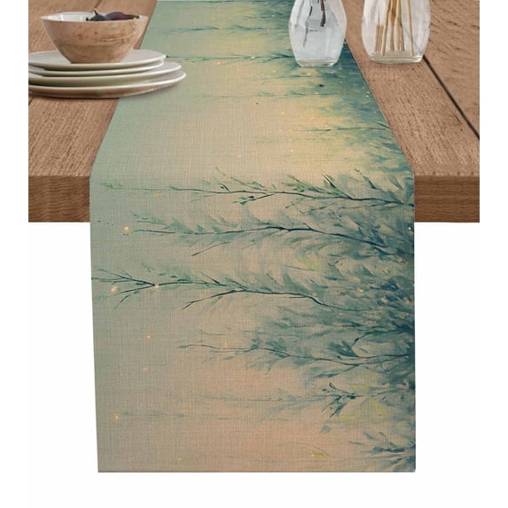 Vintage Leaves Table Runner 72 Inches, Farmhouse Spring Pastoral Botanical Leaf Bed Runner Dresser Scarves Tabletop for Indoor Outdoor Parties/Ceremony/Banquet, 13" x 72"