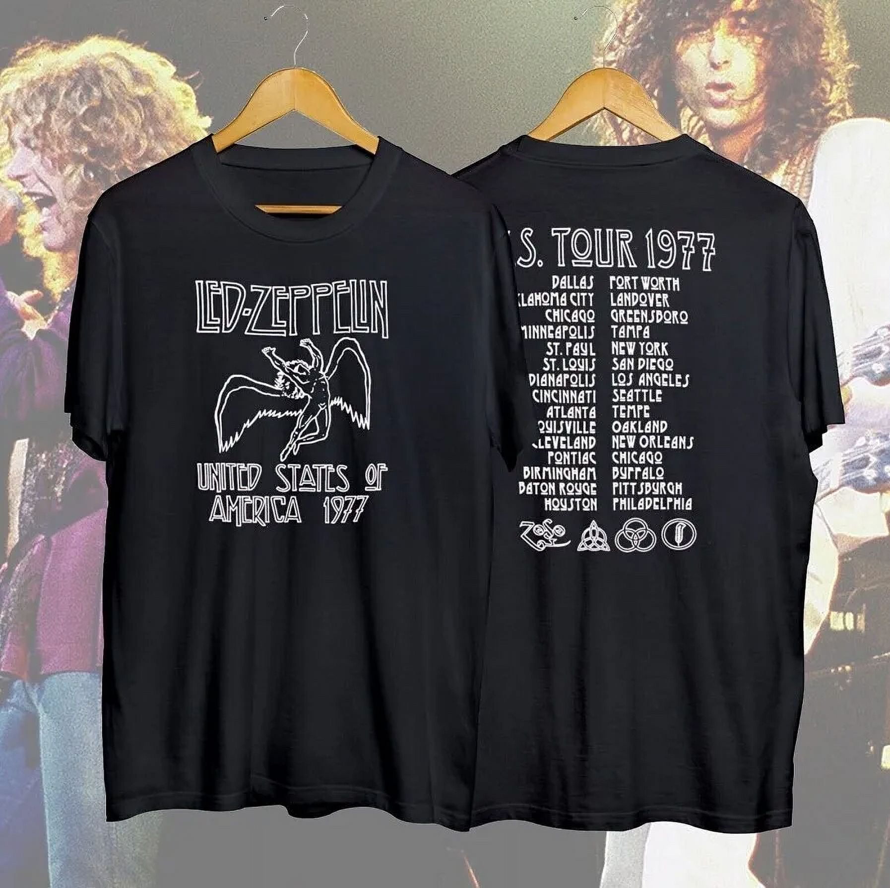 Vintage Led Zeppelin 1977 American Tour T-shirt Black Color Size S