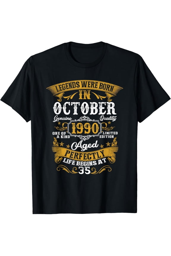 Vintage Legend October 1990 35Th Birthday Gift 35 Year Old T-Shirt