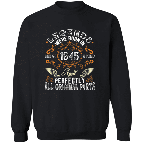 Vintage Legend Were Born In 1945 80 Years Old 80th Birthday Decorations Men Women Crewneck Pullover Sweatshirt