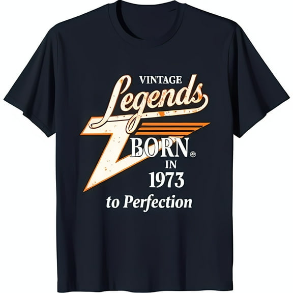 Vintage Legends Graphic T-Shirt for Men Born in 1973 to Perfection Blue Neck Tee