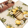 thumbnail image 1 of Vintage Lemon Area&nbsp;Rug 5x7ft Daisy Leaves Fruit Letter Background Non-Slip&nbsp;Washable Square&nbsp;Rugs Soft Felt Indoor Floor Mat for Bedroom Kitchen Living Room Bathroom, 1 of 9