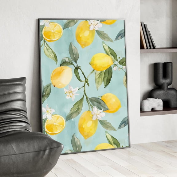 Vintage Lemon Botanical Wall Art, Summer Kitchen Decor, Unframed Paper Print Size 8x12