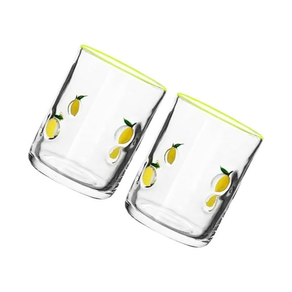 Vintage Lemon Drinking Glasses 14oz Thick Glass Cups For Cocktails And Table Setting