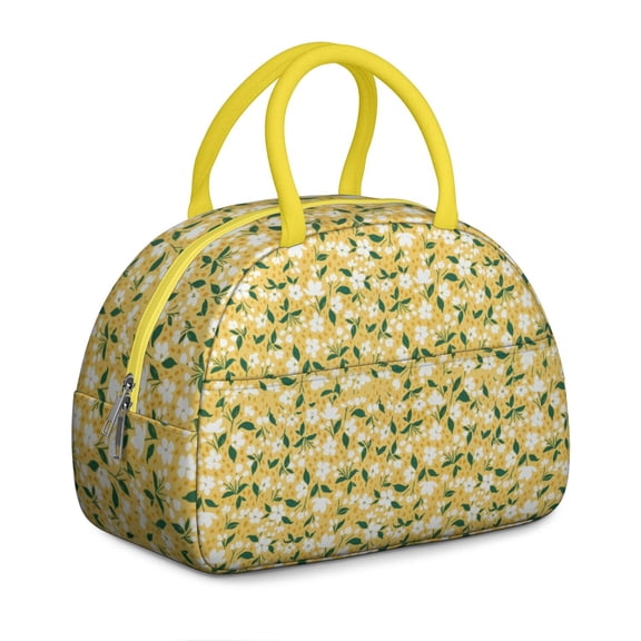 Vintage Lemon Lunch Tote - 1950s Retro Citrus Print, Reusable Insulated Bag for Nostalgic Vibes