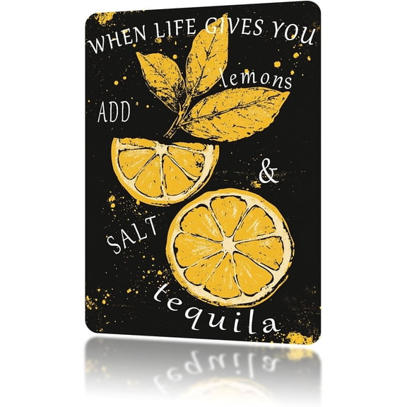 Vintage Lemon Metal Sign When Life Gives You Lemons Add Salt Funny Tin Signs Aluminum Sign for Home Kitchen Bar Pubs Wall Decoration 812 Inch