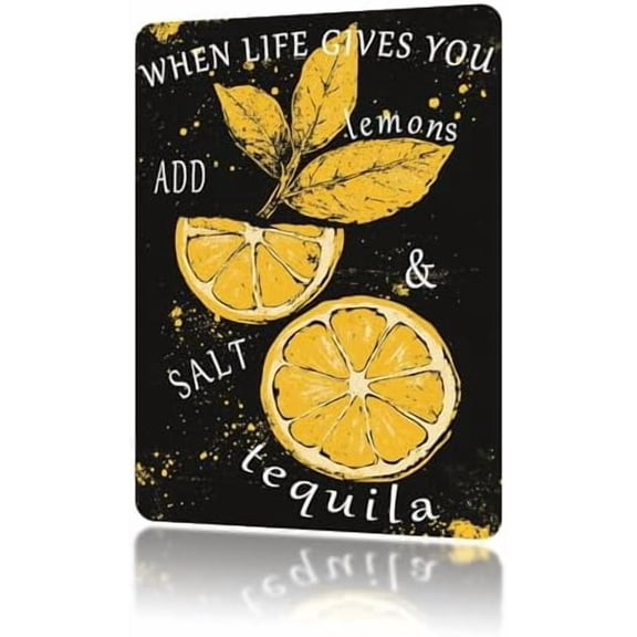 Vintage Lemon Metal Sign When Life Gives You Lemons Add Salt Funny Tin Signs Aluminum Sign for Home Kitchen Bar Pubs Wall Decoration 812 Inch