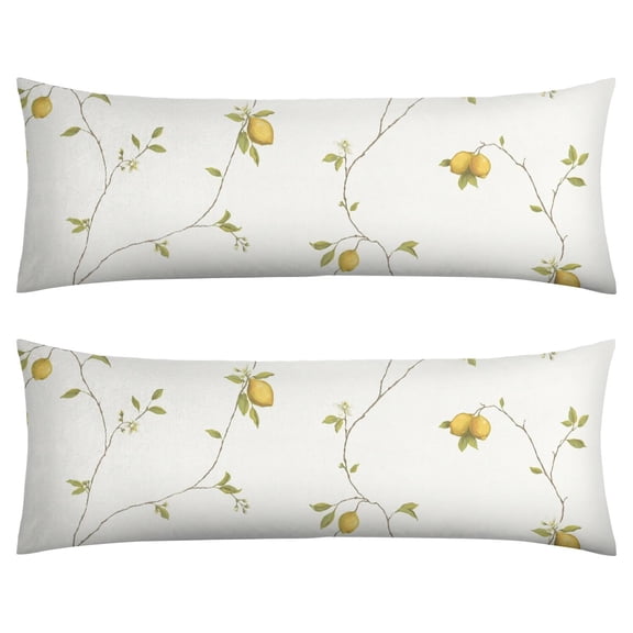 Vintage Lemon Print Body Pillow Cover 20x54 - Retro Bright Yellow Fruit Design Cozy Full Body Pillowcase for Sleeping & Decor